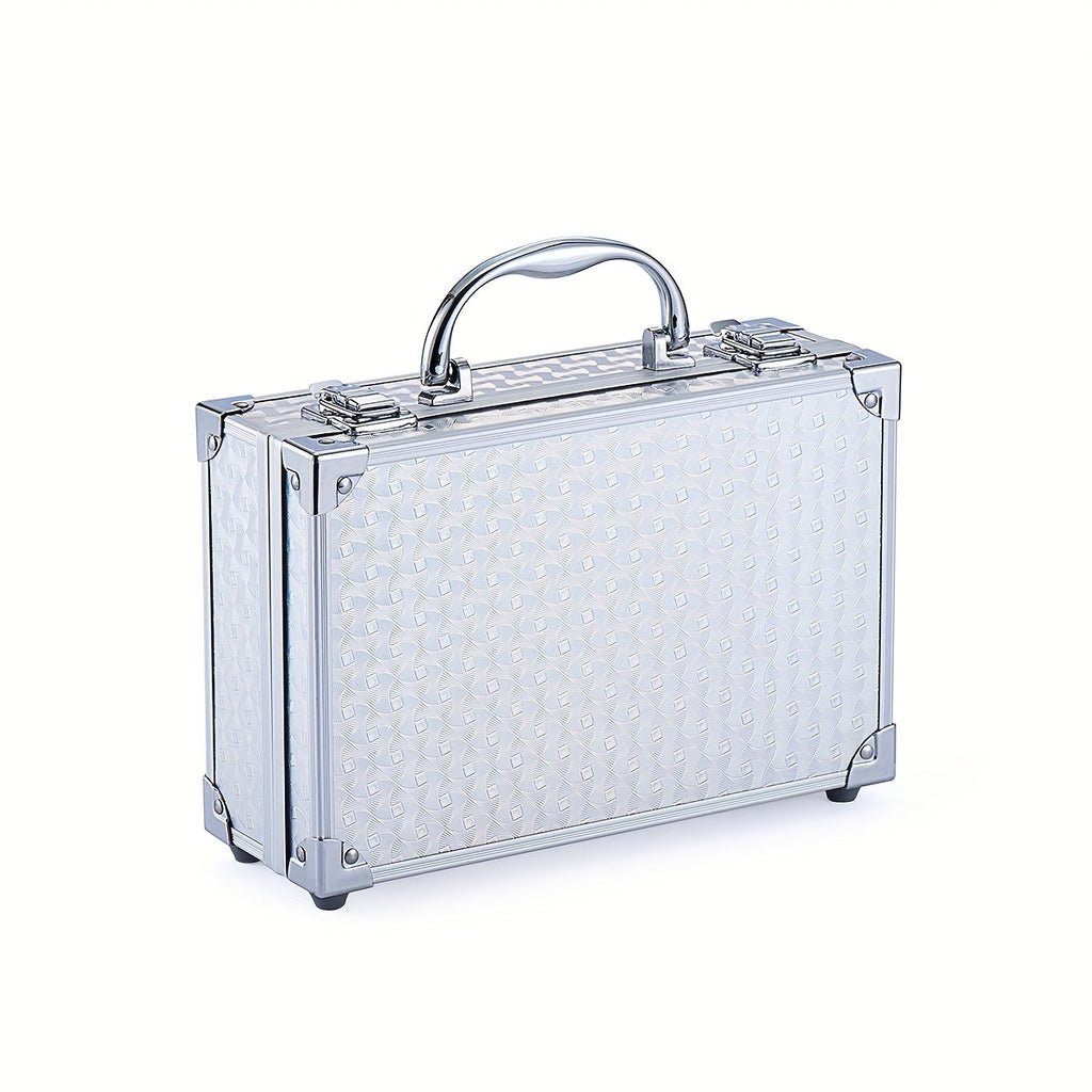 Makeup Kit 56-Piece Handled Mirror Case with Mixed Face, Eye and Lip Cosmetics in Silvery or Rose Color — image 1
