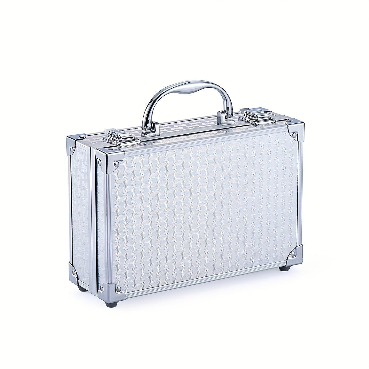 Makeup Kit 56-Piece Handled Mirror Case with Mixed Face, Eye and Lip Cosmetics in Silvery or Rose Color — image 1