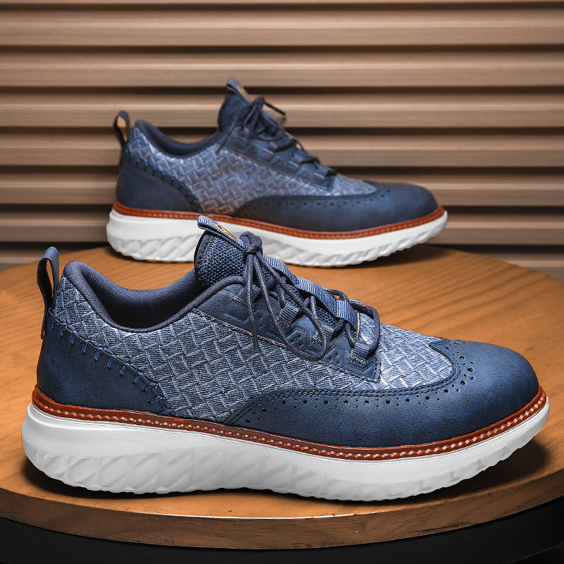 Breathable Woven-Texture Mens Sneakers