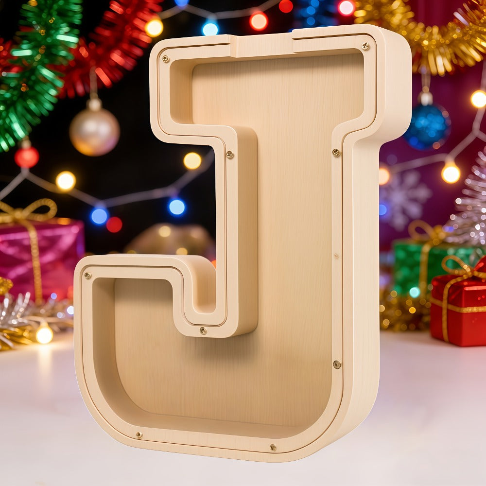 Alphabet Letter Piggy Bank A-Z Wooden Coin Bank Large Capacity Transparent – Personalized Savings Box for Kids | Back to Scho