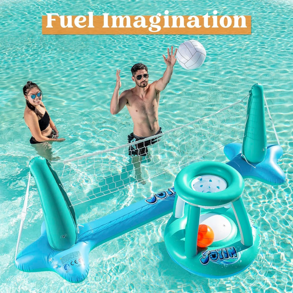 Inflatable Pool Volleyball Set with Basketball Hoop, 2-in-1 Floating Net Court Game for Kids & Adults — image 14