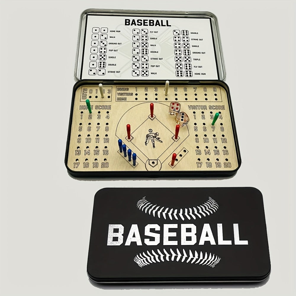 Sports Travel Board Game Set – Portable Wooden Baseball Softball Football Finger Dice Tabletop Game for Family Game Night — i