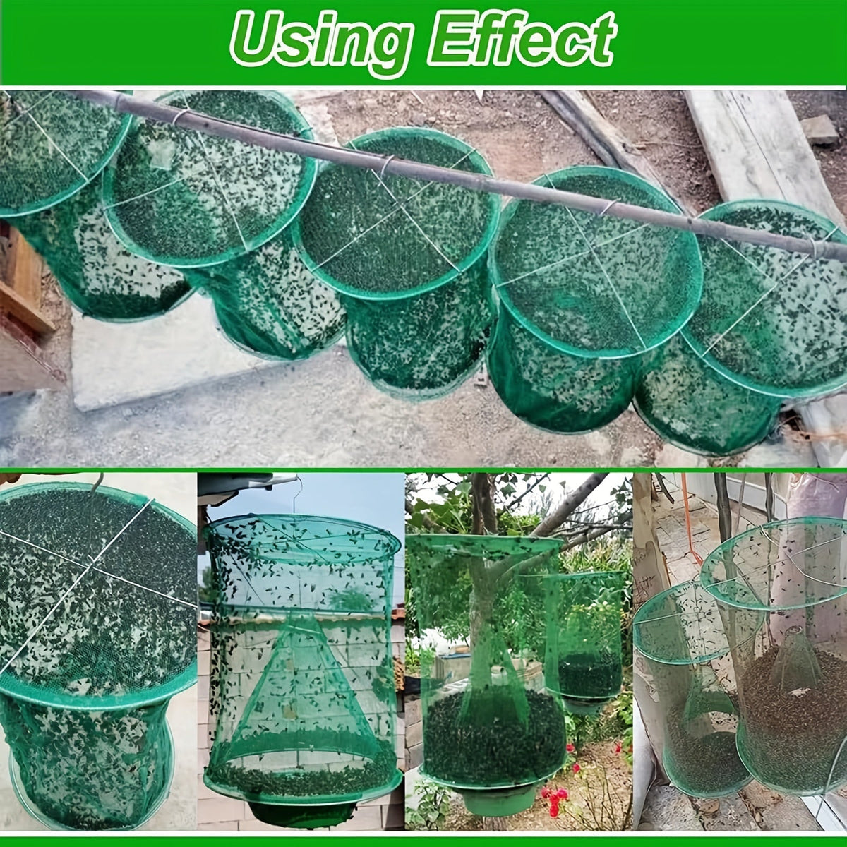 Green Hanging Mesh Fly Trap Cages with Removable Bait Bowls in Two-Pack or Four-Pack Options — image 10