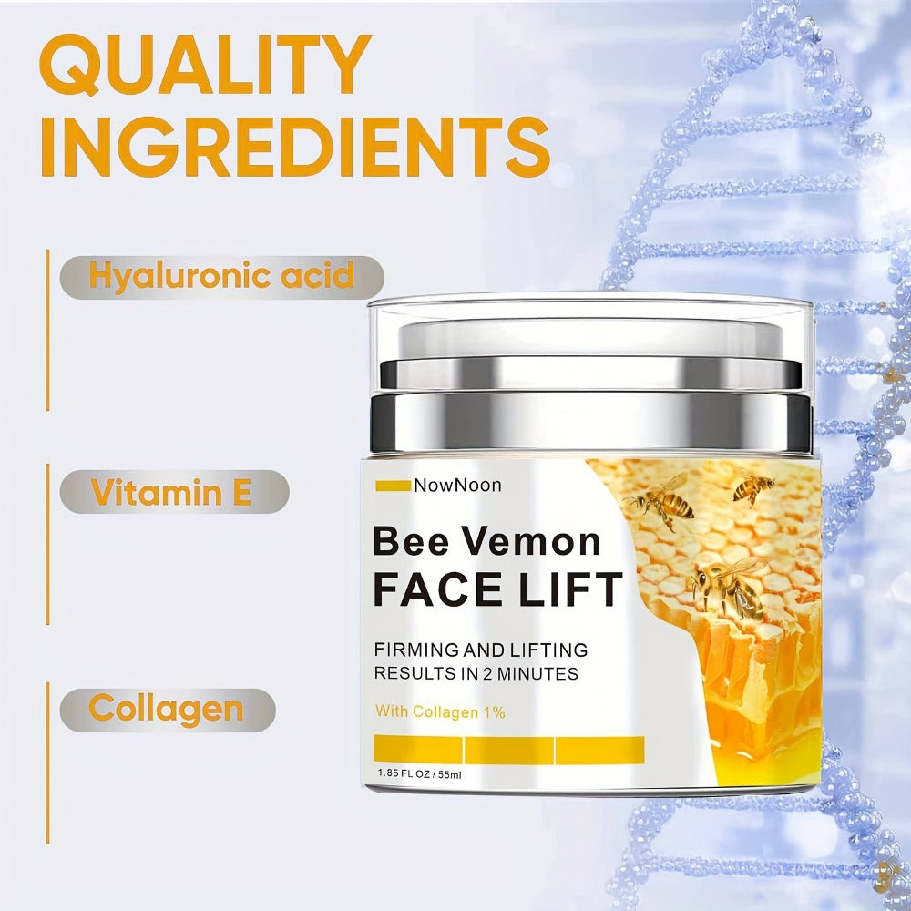 Face Cream Bee Venom 55ml Formula with 1% Collagen for Morning and Evening Face Care in a White and Yellow Jar — image 7