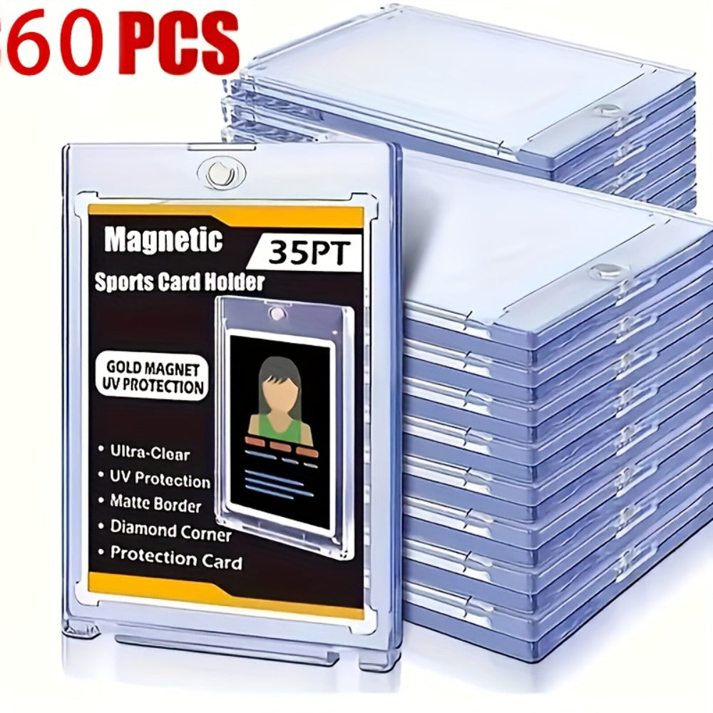 30pt Magnetic Card Holders 30/60 Pack – Clear Hard Plastic One-Touch Trading Card Cases, Protective Display Holders for Baseb