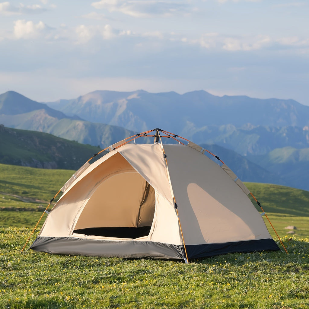 Camping Tent 4-Person Automatic Quick-Open with Two Doors and Earth-Yellow Model Options for Outdoor Camp Setup — image 2