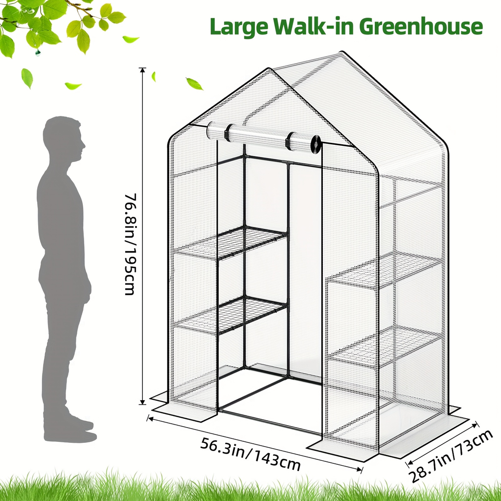 Tiered Greenhouse Shelves 3/4-Tier Portable Mini Plant Greenhouse with PE Cover & Aluminum Frame, Indoor Outdoor Warm House f