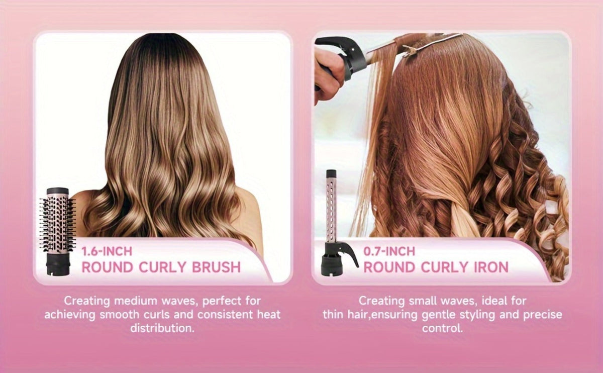 5-in-1 Hot Air Styling Comb Set Negative Ion Hair Dryer Brush with 5 Interchangeable Heads, for Home, Travel and Salon Hair S