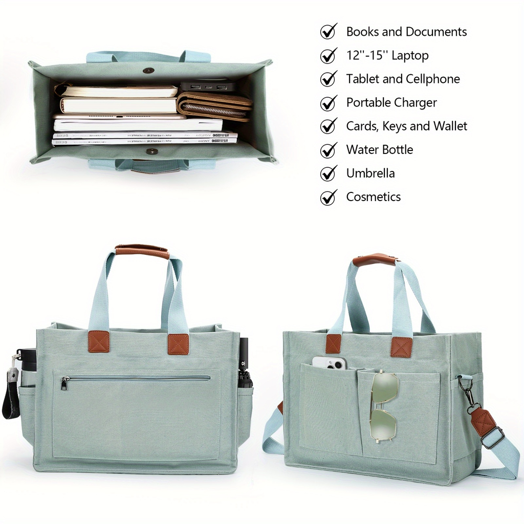 Large Utility Tote Bag for Women with Multiple Pockets, Adjustable Strap and Small or Large Sizes — image 15