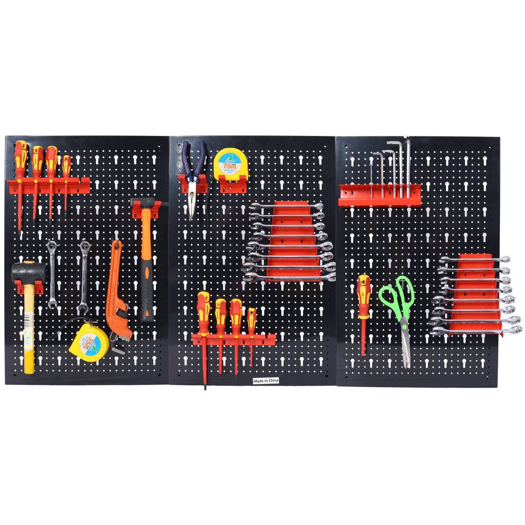 4-foot metal garage nail board tool rack with 3 nail board wall mounted tools for storing nail boards, black - V.I.P Digital Presence