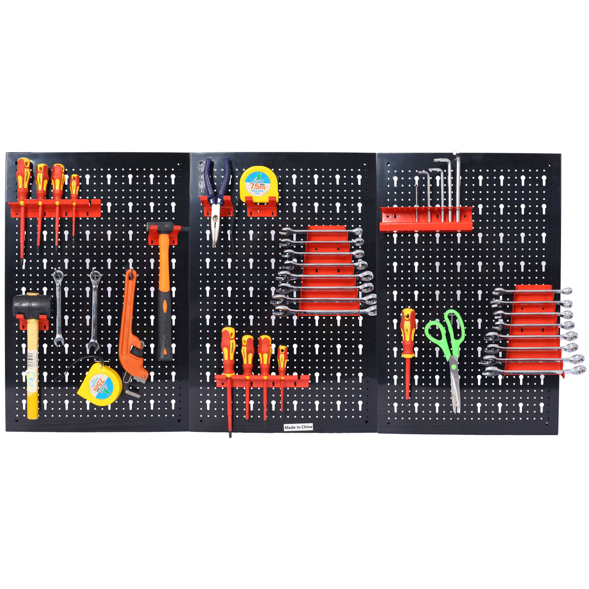 4-foot metal garage nail board tool rack with 3 nail board wall mounted tools for storing nail boards, black - V.I.P Digital Presence