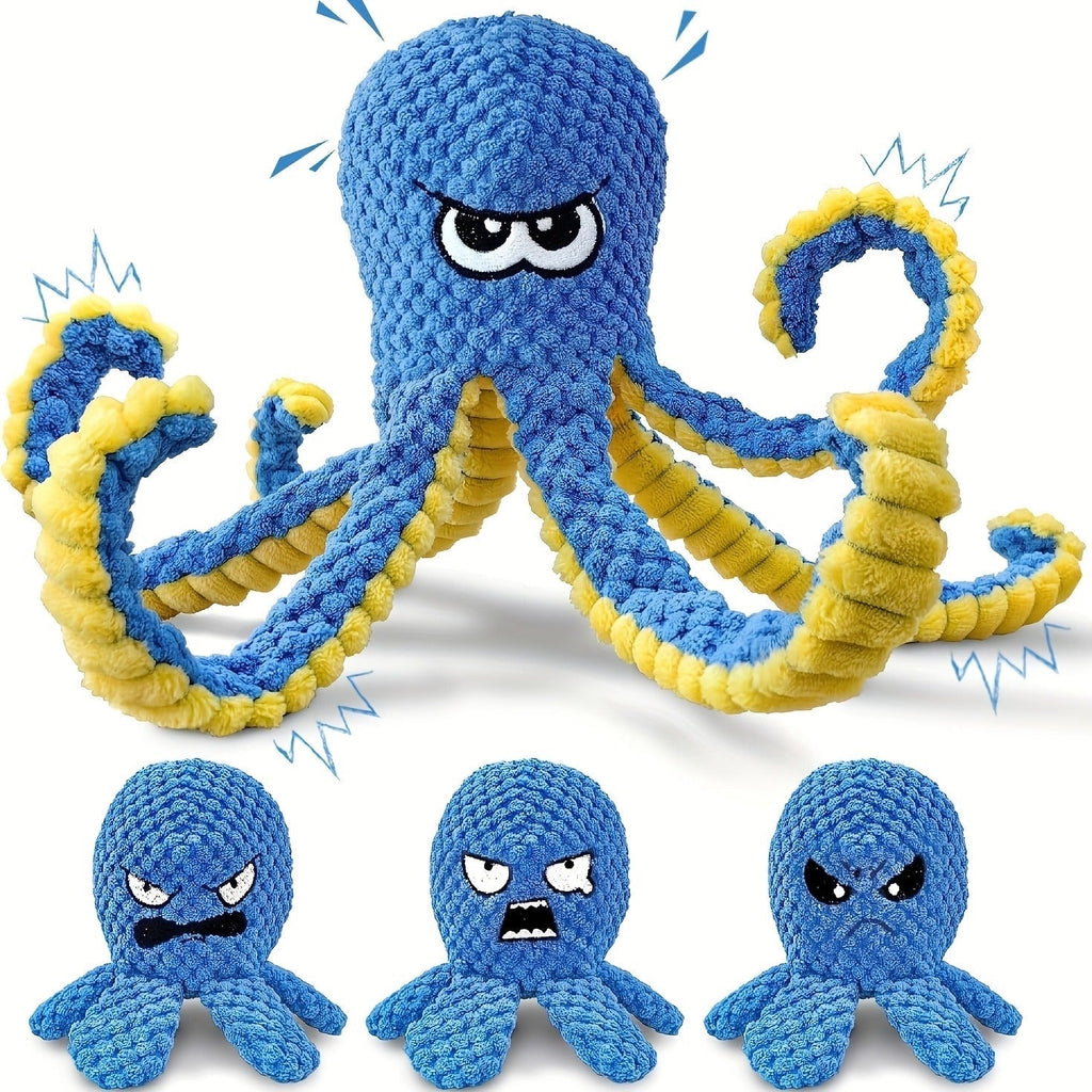 Dog Toy Octopus Plush with Built-In Squeaker and Crinkle Texture in Blue or Yellow with 1, 2 or 4-Pack Options — image 20