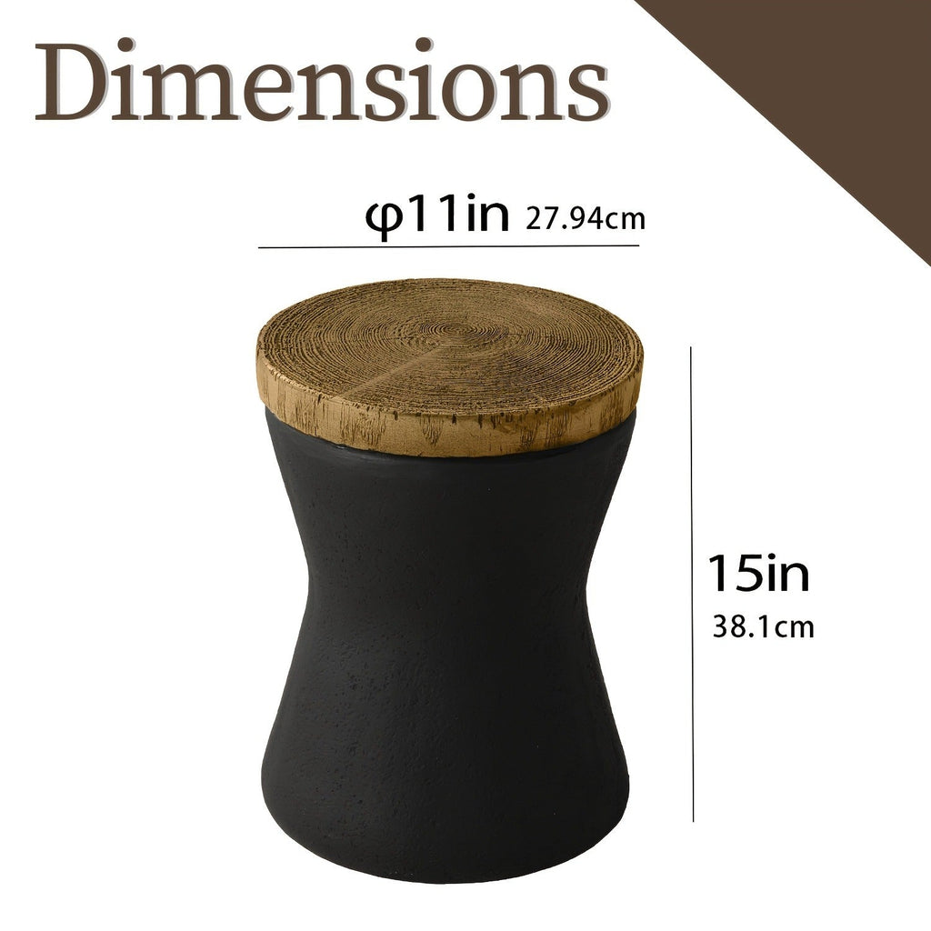 Outdoor Side Table 17-Inch Concrete Design with Wood-Look Top in Black, Hourglass and Compact Options — image 9