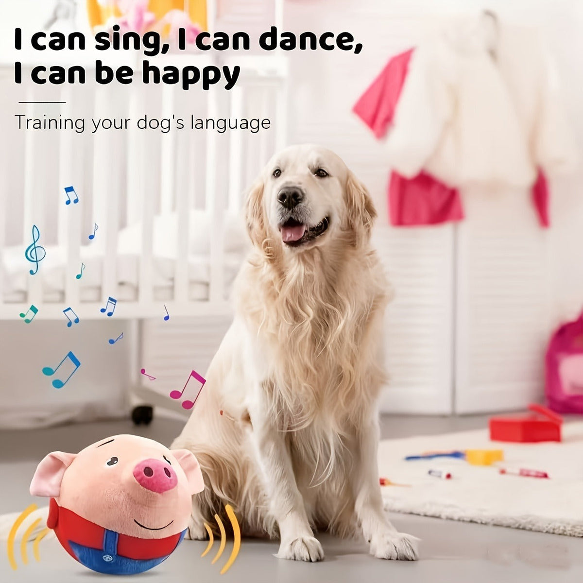 Dog Toy USB-Rechargeable Rolling Pig Plush Ball with Vibration, Swinging and Sound Effects in Two Colors — image 7