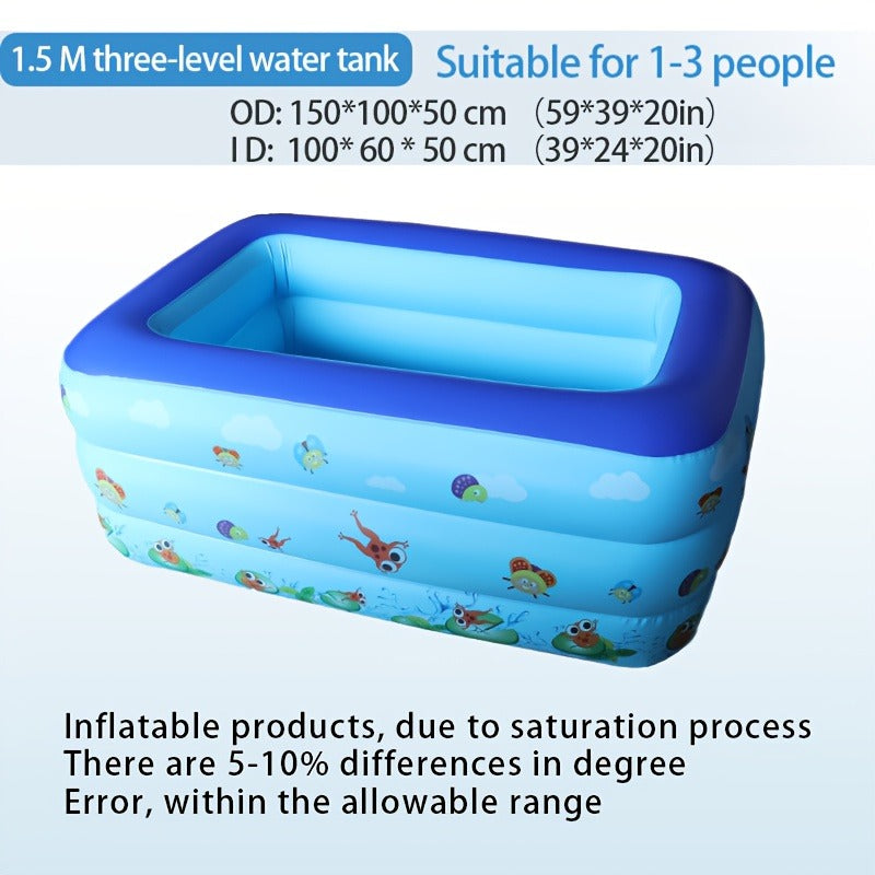 Inflatable Pool XL Extra Large Backyard Swimming Pool 3-Chamber Thick PVC Family Pool for Adults Kids Summer Outdoor Fun Mult