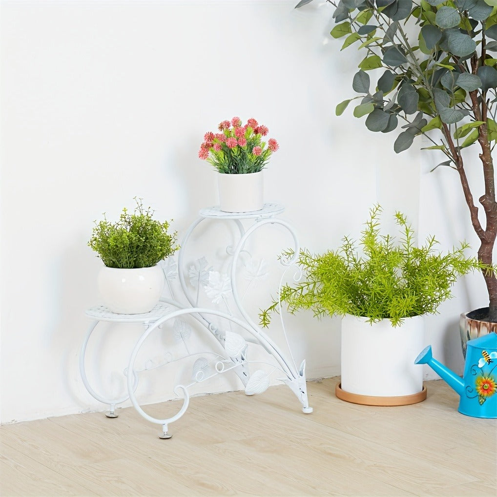 Two-Piece Half-Heart Metal Plant Stand Set with Four-Tier Pot Display for Garden, Patio or Home — image 9