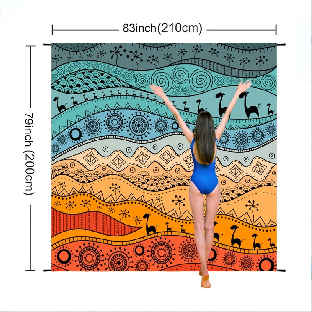 Printed Beach Mat with 19 Exact Size-and-Pattern Options, 198 x 205cm to 275 x 305cm with Stakes and Pouch — image 12