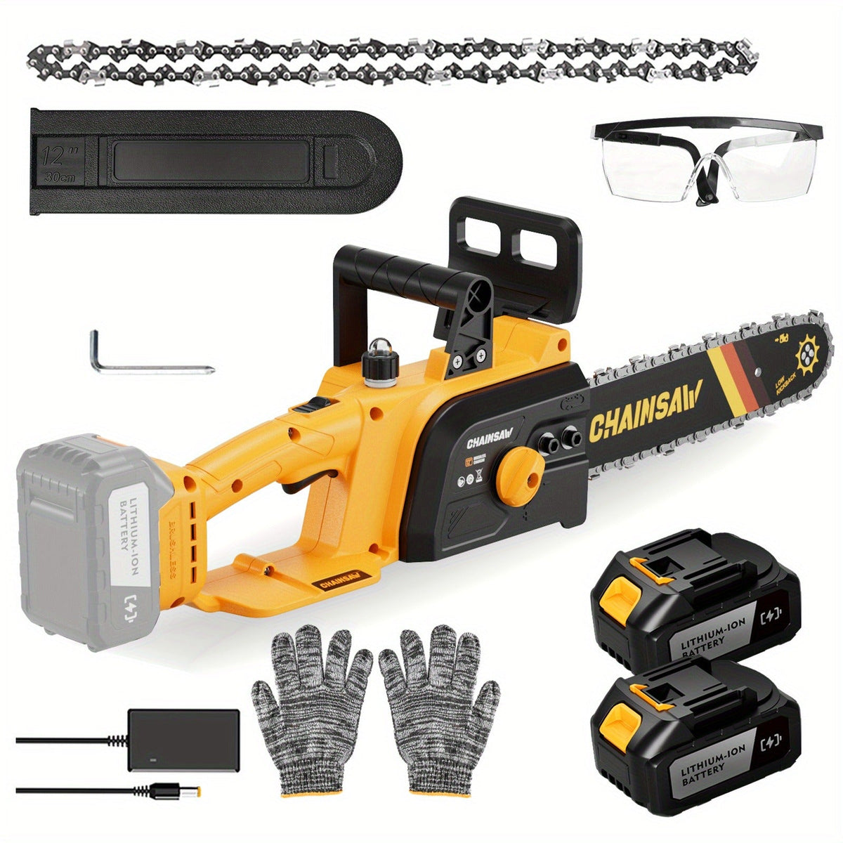 Cordless Brushless Chainsaw with 6- or 12-Inch Bar, One- or Two-Battery Kits in Purple, Green, Teal or Yellow — image 13
