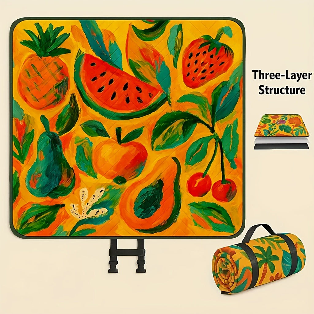 Padded Foldable Picnic Blanket with Floral Pattern for Beach Trips, Park Outings, Camping and Everyday Travel — image 9