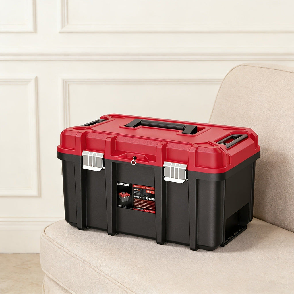 Rolling Tool Box with Wheels 3-Tier Stackable Organizer | Lockable Compartments, Connected Storage, 17" Large Plastic Toolbox