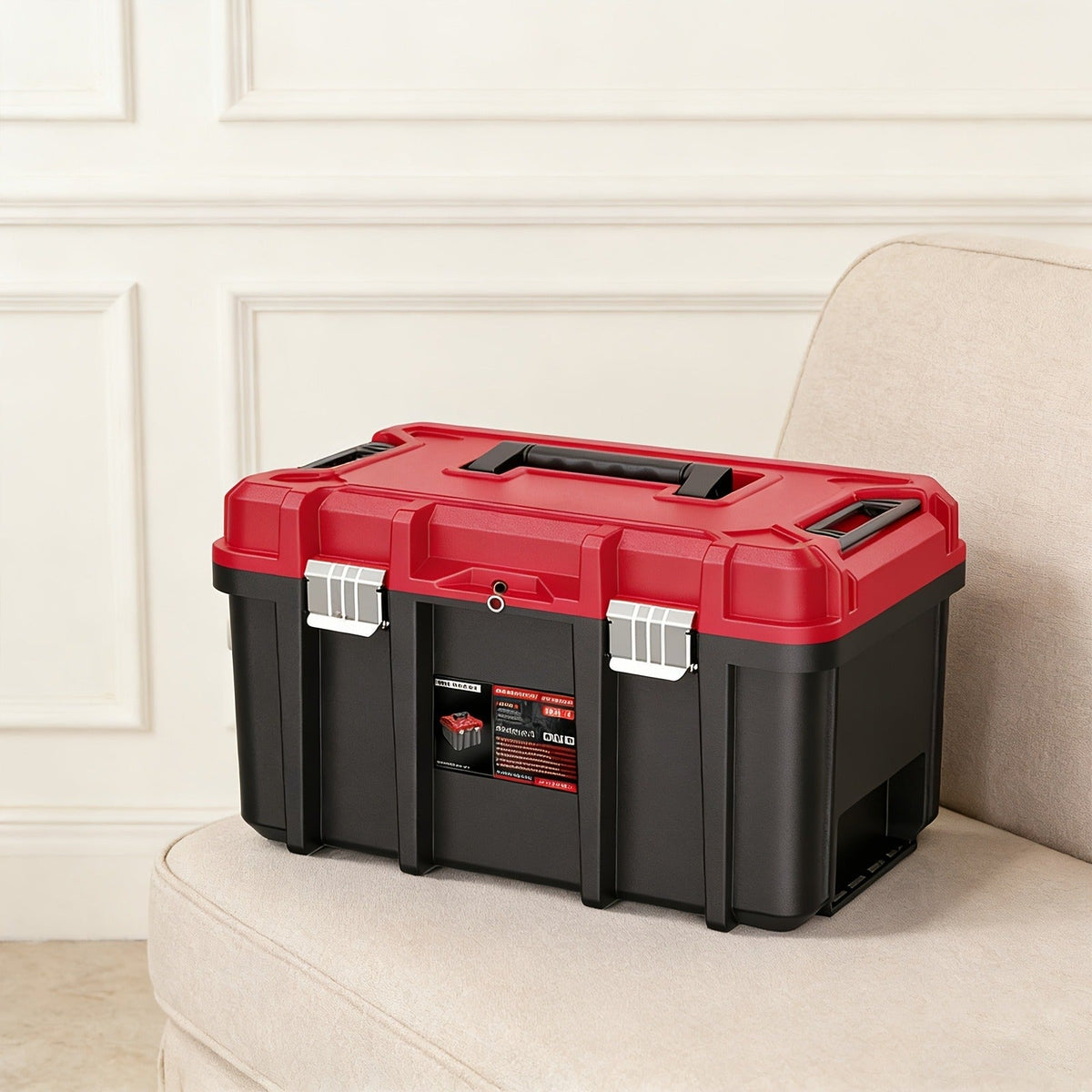 Rolling Tool Box with Wheels 3-Tier Stackable Organizer | Lockable Compartments, Connected Storage, 17" Large Plastic Toolbox