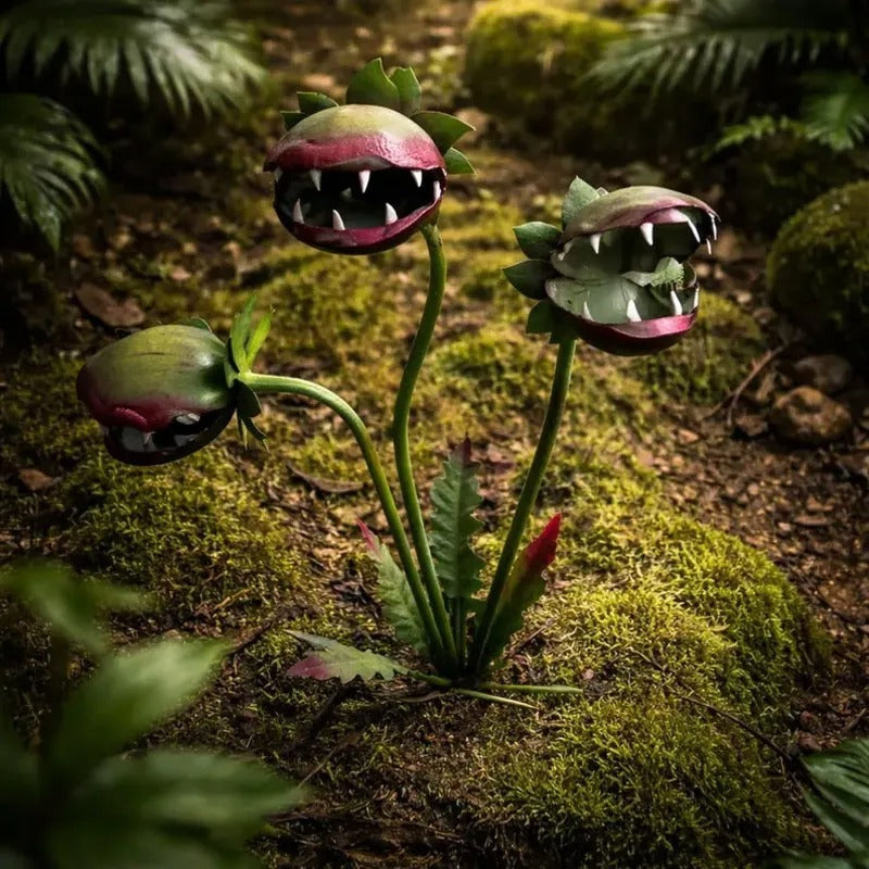 3D Metal Garden Sculpture Plaque – Scary Three-Head Flower Eating Monster Outdoor Lawn Decoration — image 10