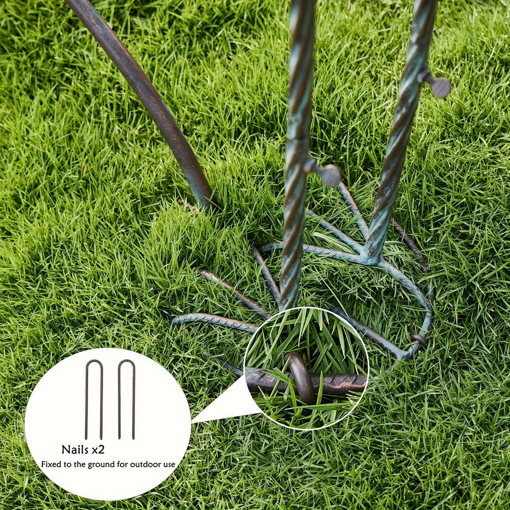36-Inch Crane Sculpture Bird Bath Set with Separate 12.6-Inch Basin and Garden Stakes for Yard Decor — image 10