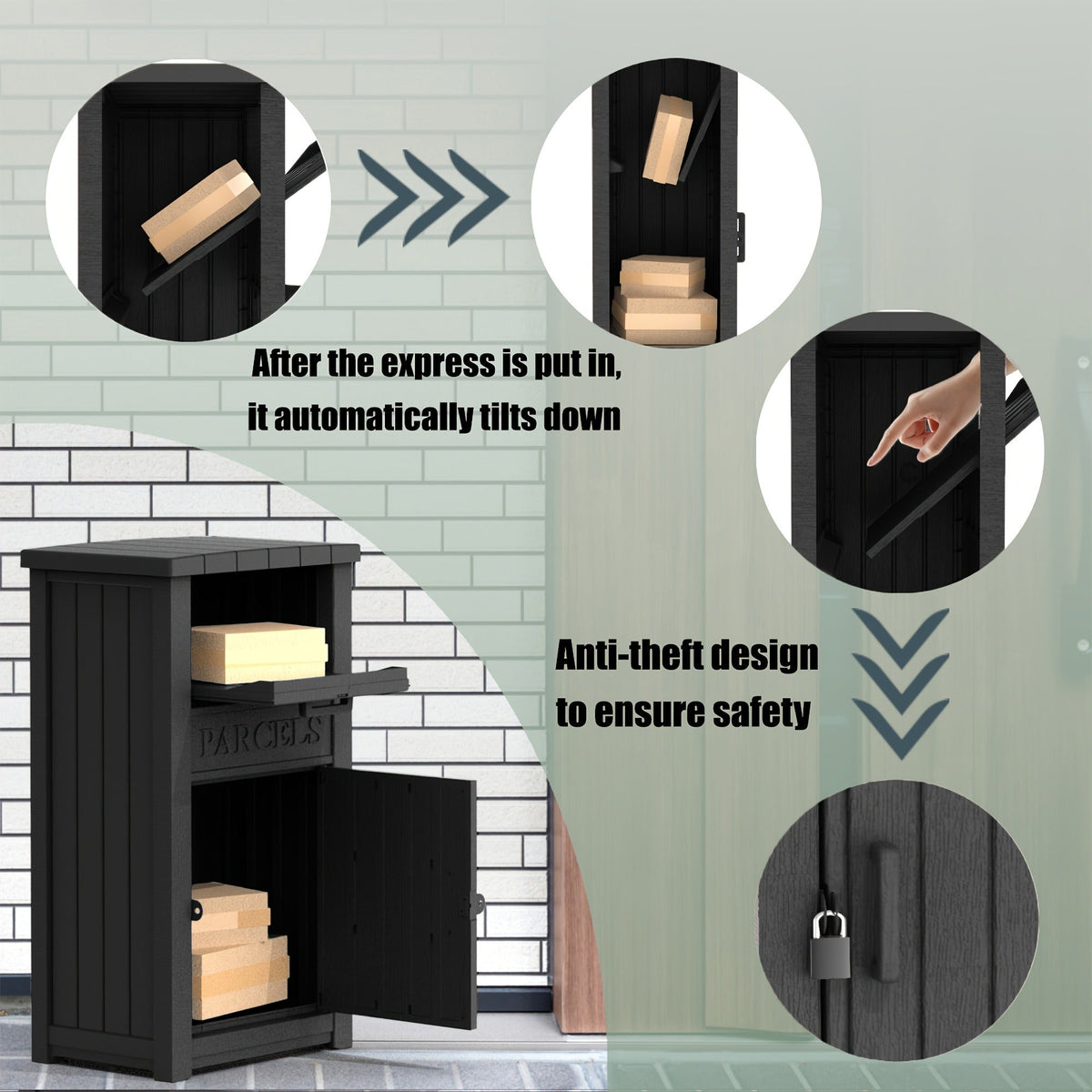 Lockable Outdoor Storage Box Waterproof Package Delivery Porch — image 9