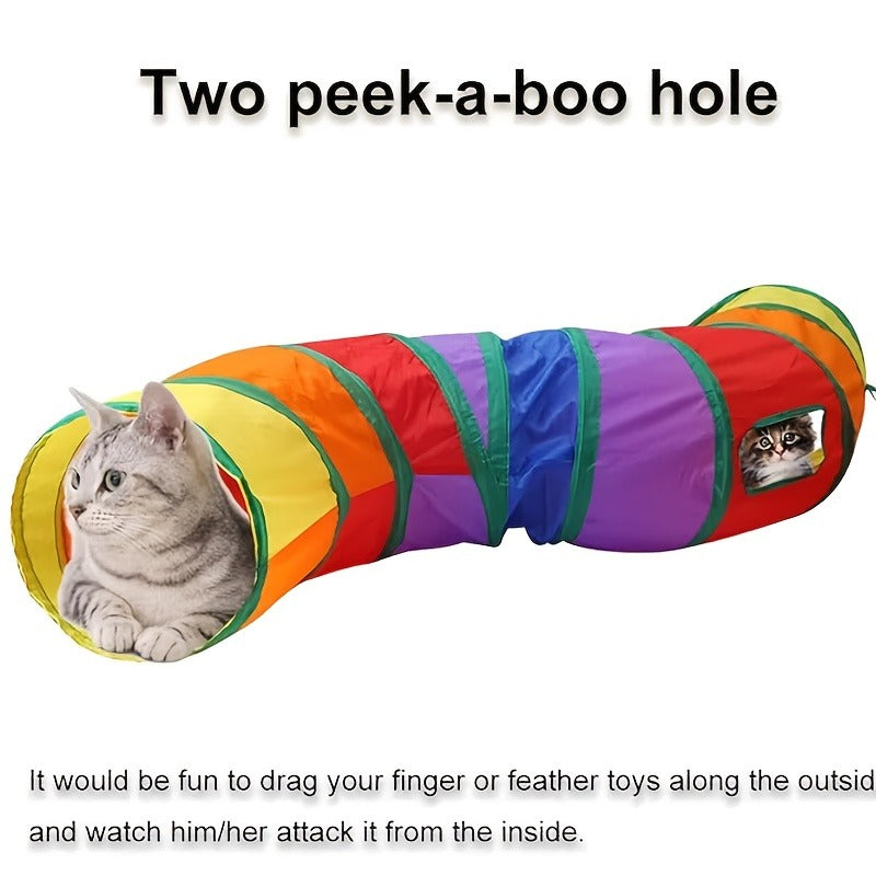 Cat Toy Rainbow Tunnel in S-Shaped or Three-Way Layouts with Peek Holes, Ball and One or Two-Pack Options — image 13