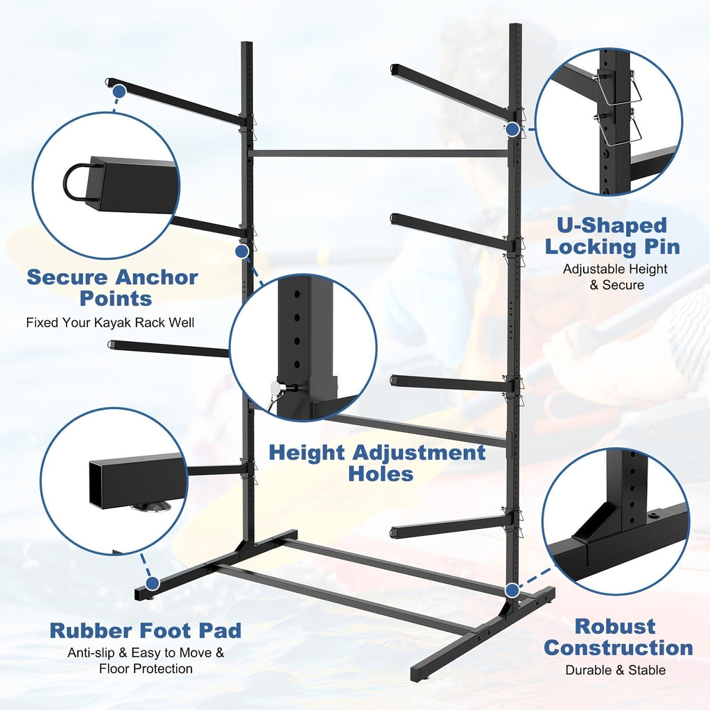 Kayak Storage Rack, Adjustable Stand for SUP, Canoe & Paddle Board, Wall, Dock & Freestanding, 400 lbs Capacity — image 11