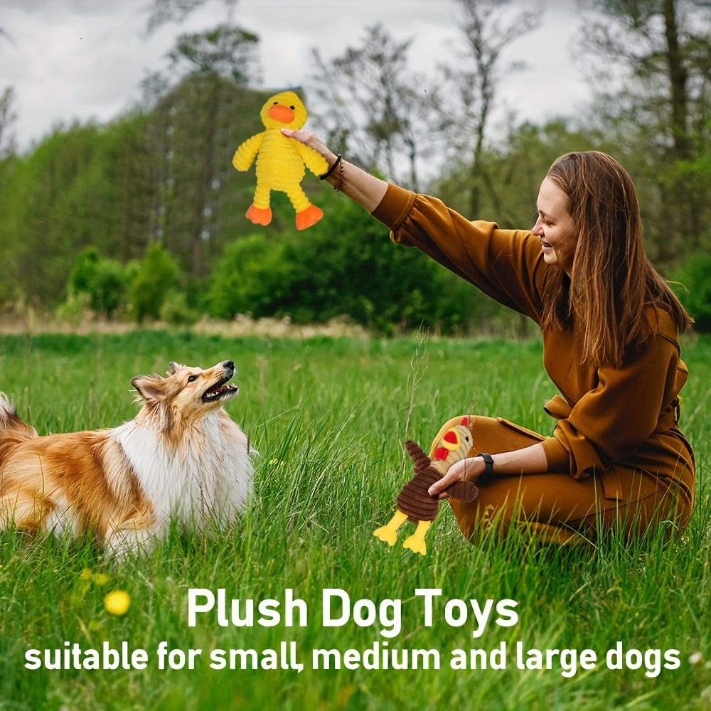 Dog Toys Five-Piece Squeaky Plush Animal Set with Pig, Frog, Elephant, Chicken and Fox Designs — image 8