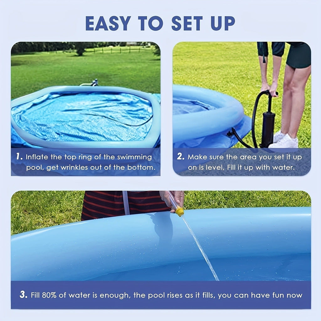 Round Inflatable Swimming Pool 10FT 12FT Circular Above Ground Family Pool Puncture-Resistant Quick for Garden, Patio and Yar