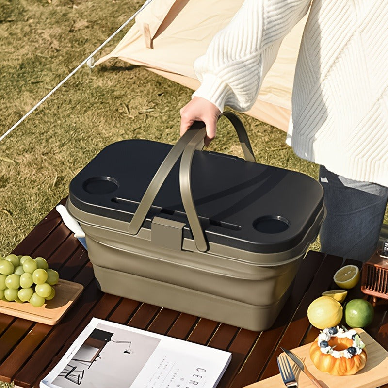 Picnic Basket Foldable with Detachable Table – Large Capacity Portable Camping Storage Basket with Handle — image 11