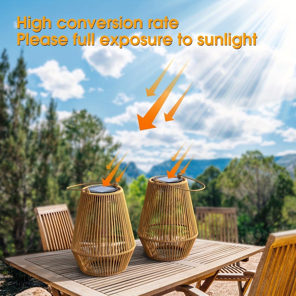 Solar Outdoor Lights Bohemian Bamboo Hanging Lanterns, Warm White, 1/2/4 Piece Sets for Patio Decor — image 17