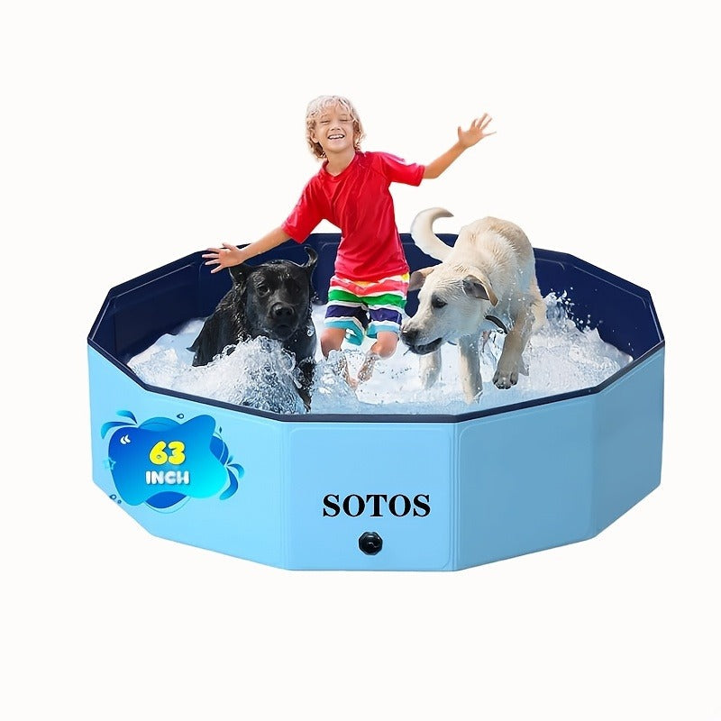 Foldable Dog Pool, Portable Hard Plastic Pet & Kids Swimming Pool, Anti-Slip Collapsible Bathtub for Indoor Outdoor Backyard 