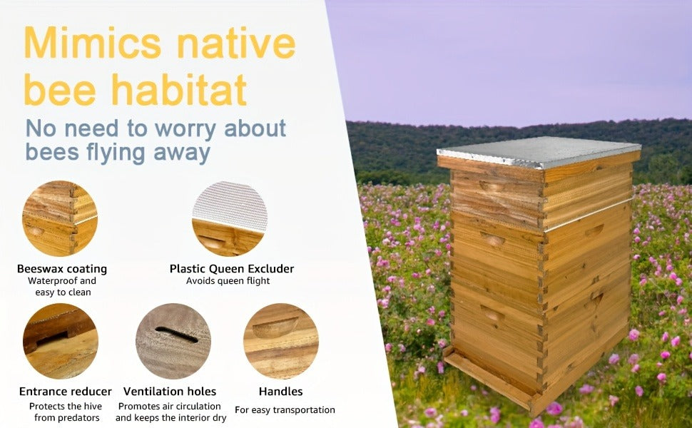Langstroth Beehive Kit 3 Layer Beeswax Coated 2 Deep Boxes & 1 Medium Super — No Frames — image 9