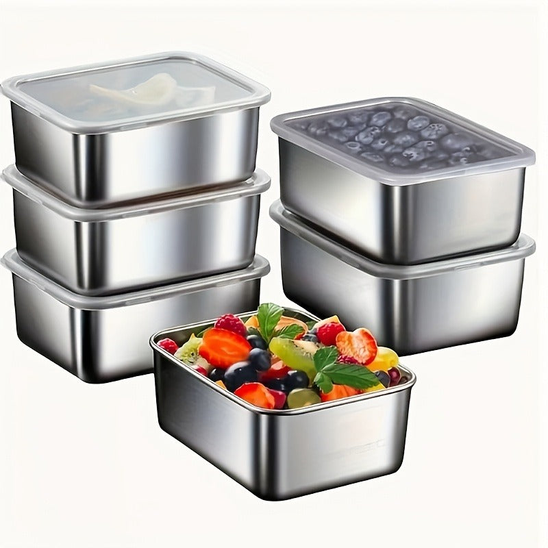 Food Storage Containers with Lids, Six-Piece Stainless Steel Square Set with Fitted Lids and Nested Storage Design — image 10