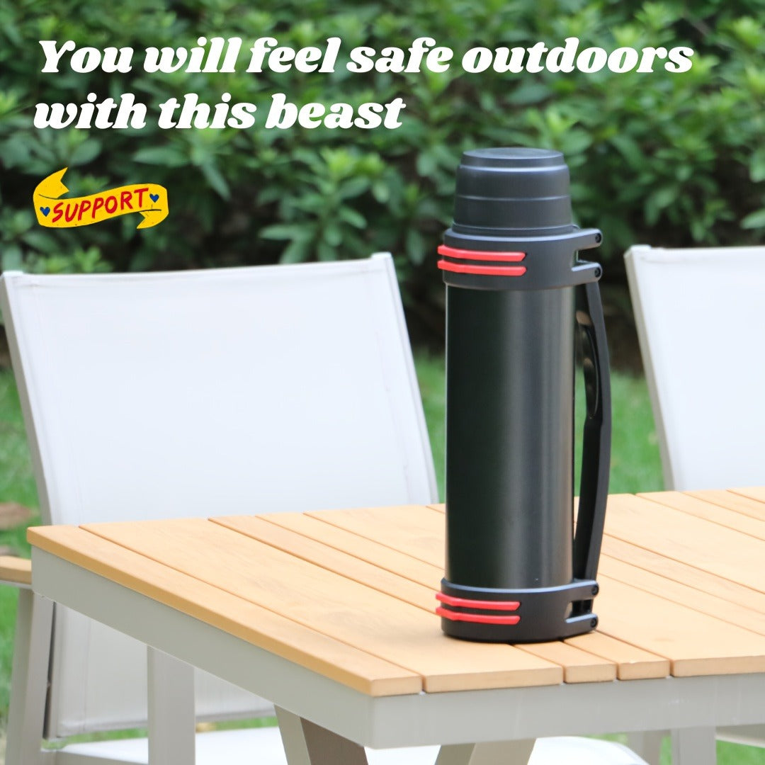2000ml Stainless Steel Water Bottle Flask with Cup-Style Cap, Rigid Side Handle and Shoulder Strap — image 11