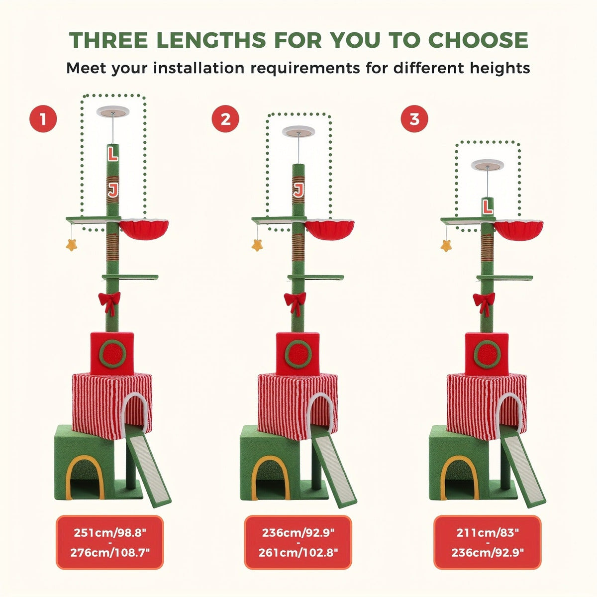 90-107.9-Inch Floor-to-Ceiling Cat Tree with Four Platforms, Tension Post and Five Style Options — image 18