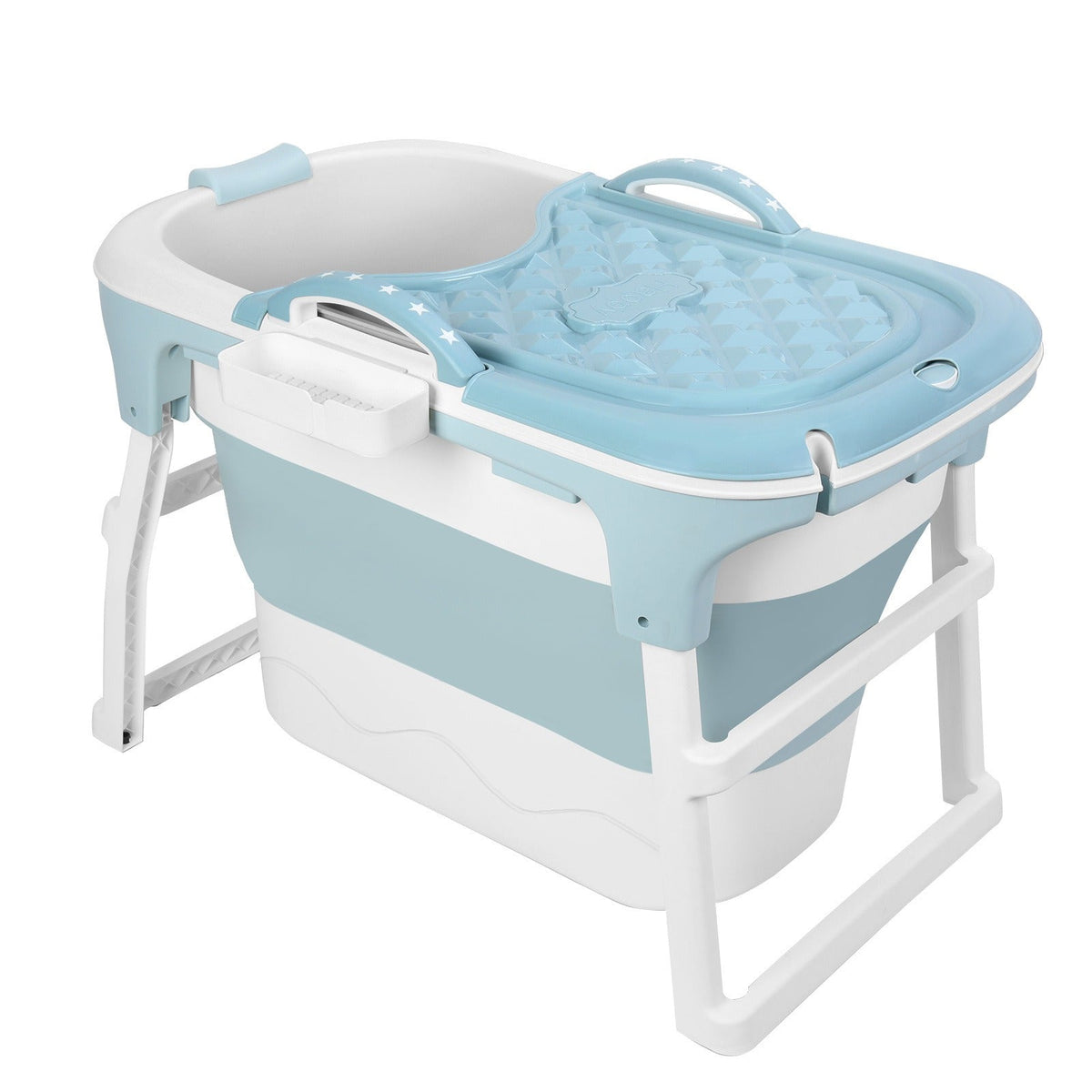 Portable Bathtub for Adults with Insulation Cover & Drainage Pipe, Foldable Hot Tub for Indoor Outdoor Sauna — image 11