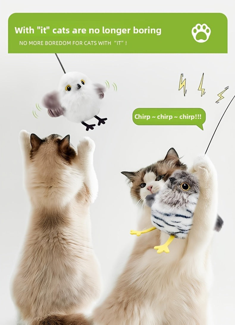 Cat Toy Flapping Bird with Chirping Sound, USB Rechargeable Motion and Three Plush Bird Styles — image 15