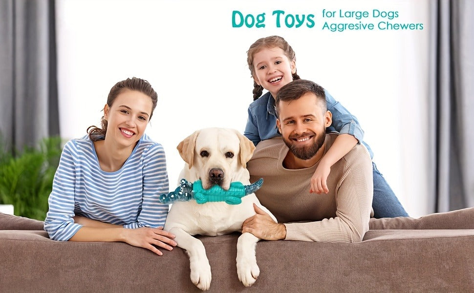 Dog Toy Blue Rubber Crocodile Chew Design with Milk Flavor, Raised Ridges and 20-100 lb Guidance — image 5