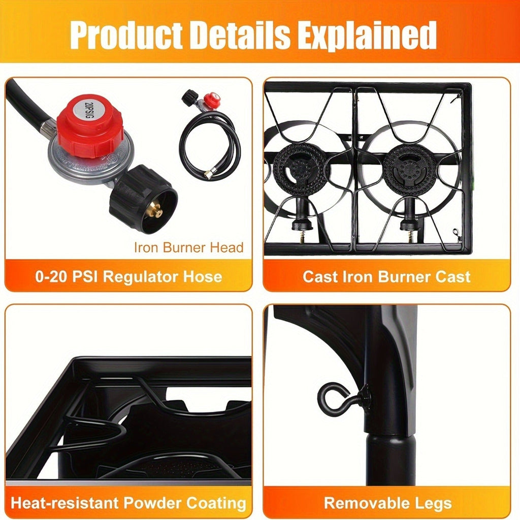 Outdoor Propane Burner Stand with One- or Three-Burner Layout, Removable Legs and 0–20 PSI Regulator Hose — image 11