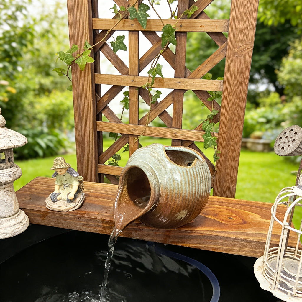 Ceramic Tabletop Fountain Mini Water Feature Ornament Retro Garden Style for Aquarium Fish Tank Indoor Outdoor Decor — image 