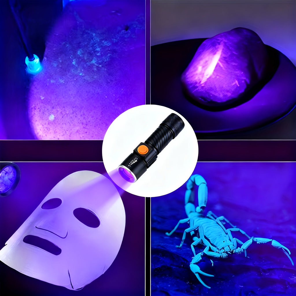 UV Flashlight Black Light 395nm USB Rechargeable - Ultraviolet Torch with 3 Modes for Pet Stain Detection — image 10