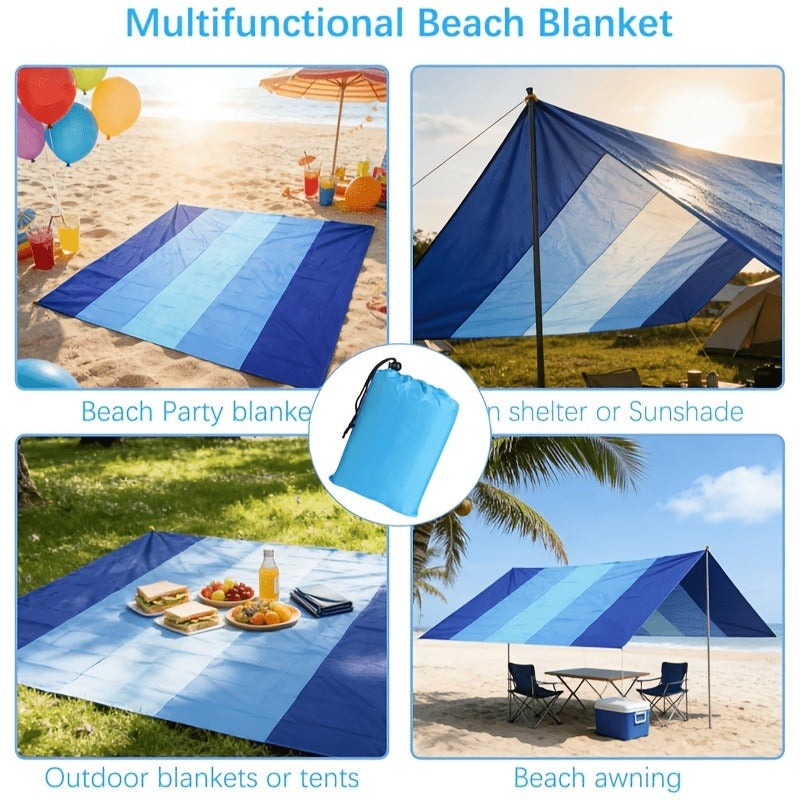 Gradient Beach Mat with Purple-to-Blue Design, Corner Loops, Drawstring Pouch, Stakes and 1- or 2-Piece Packs — image 11