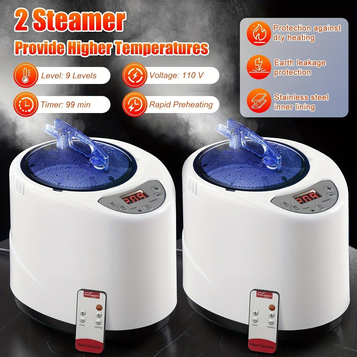 Double Person Sauna Tent 71x49x36in Extra Large 2-Person Steam Sauna Box for Home with 2 Steamers — image 11