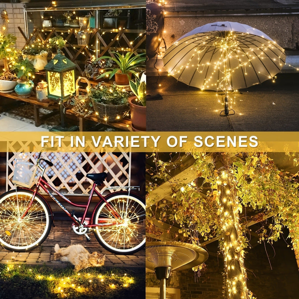 Two-Pack Solar Fairy String Lights, 104 Feet with 300 LEDs, Flexible Wire and Three Color Options — image 8