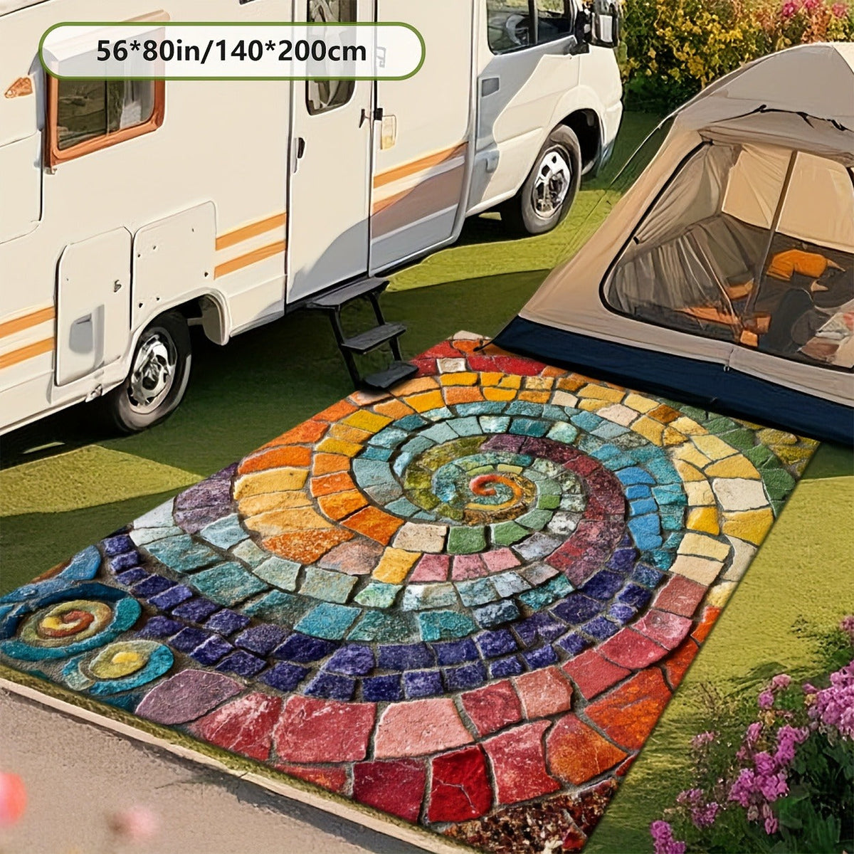 Area Rug Multicolor Mosaic Indoor Outdoor Mat with Rubber Backing and Five Washable Size Options — image 14