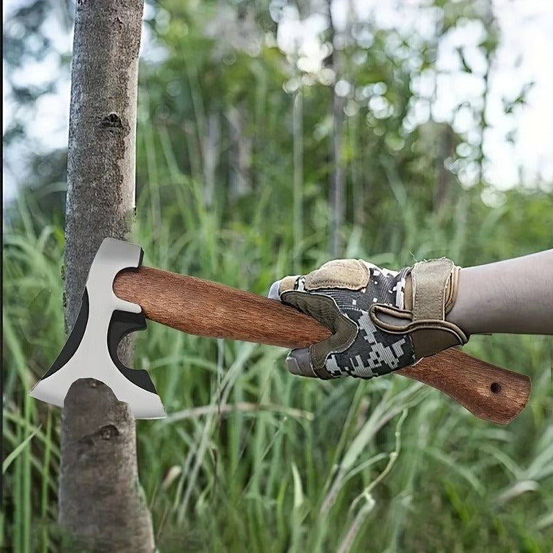 Splitting Axe Forged Carbon Steel 15.6-Inch with Handcrafted Wooden Grip, Professional Backyard Hatchet for Wood Chopping — i